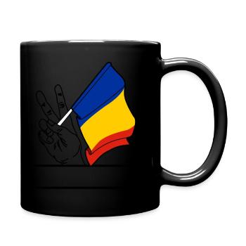 Flagge Rumänien Friedenszeichen Textraum - Tasse einfarbig - Schwarz - Rechts