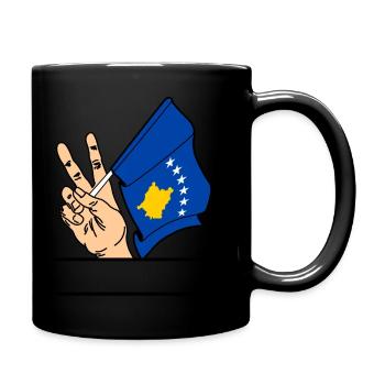 Flagge Kosovo Friedenszeichen Textraum - Tasse einfarbig - Schwarz - Rechts