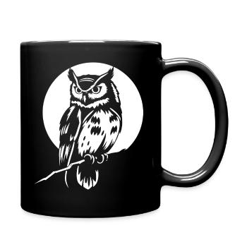 The owl and the moon - Full Colour Mug - black - Right