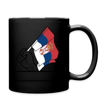 Flagge Serbien transparenter Fausttextraum - Tasse einfarbig - Schwarz - Rechts