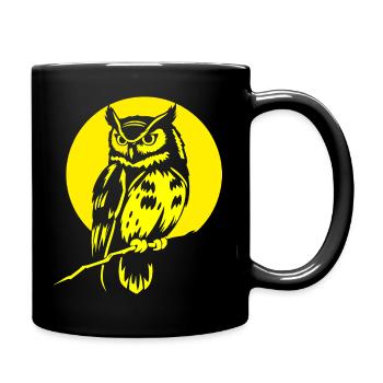 Owl in the full moon - Full Colour Mug - black - Right