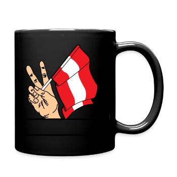 Flagge Österreich Friedenszeichen Textraum - Tasse einfarbig - Schwarz - Rechts