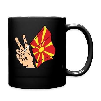 Flagge Nordmazedonien Friedenszeichen Textraum - Tasse einfarbig - Schwarz - Rechts