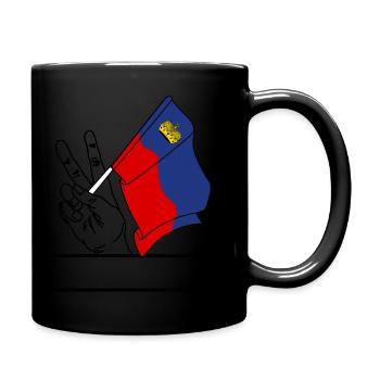 Flagge Liechtenstein Friedenszeichen Textraum - Tasse einfarbig - Schwarz - Rechts