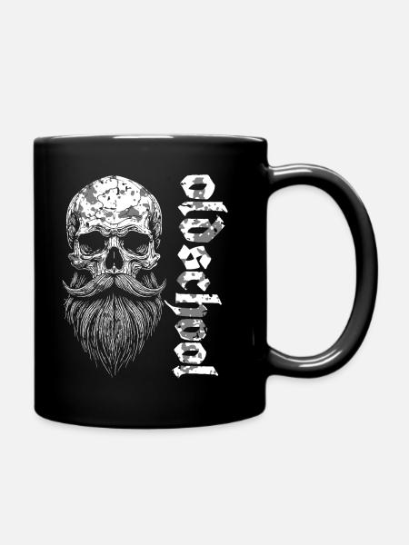 Crâne barbu à l’ancienne - Mug uni - noir