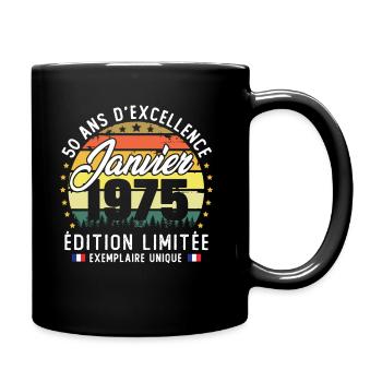 January 1975 Vintage 50 Year Anniversary Gift - Full Colour Mug - black - Right