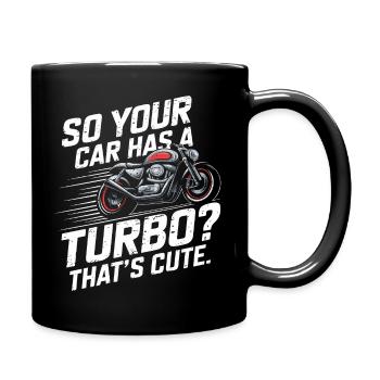 Fun racing design for motorcycle fans - Full Colour Mug - black - Right