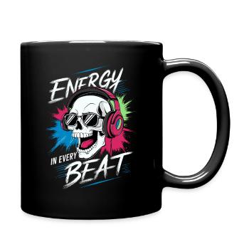 Totenkopf mit Kopfs - Energy in every beat - Full Colour Mug - black - Right