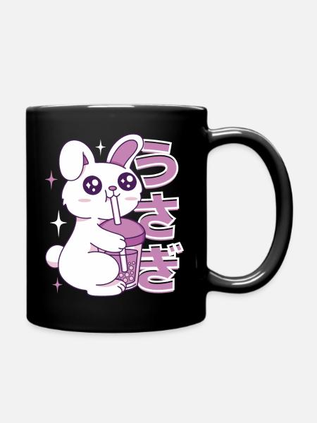 Kawaii Bunny Bubble Tea - Full Colour Mug - black