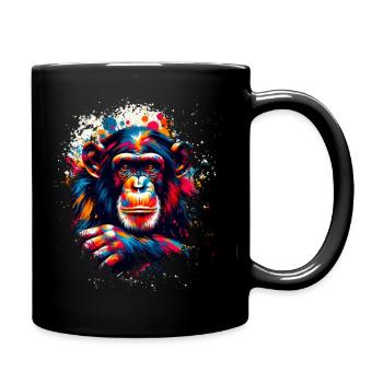 Bunter Schimpanse Kunstwerk Schimpansen - Tasse einfarbig - Schwarz - Rechts