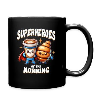 Cappuccino und Croissants Superhelden - Tasse einfarbig - Schwarz - Rechts