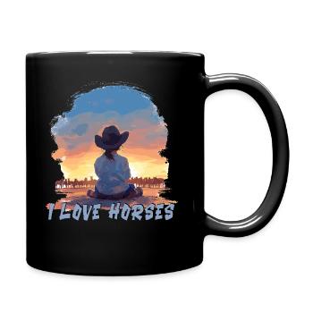 Horse Horses Riding Rider Girl I LOVE HORSES - Full Colour Mug - black - Right