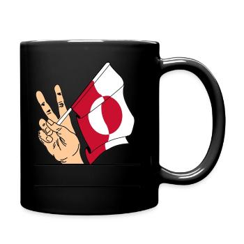 Flagge Grönland Friedenszeichen Textraum - Tasse einfarbig - Schwarz - Rechts