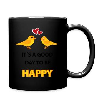Valentine's Day Love Couples Girlfriend Boyfriend Birds - Full Colour Mug - black - Right