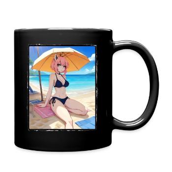Fille sur la plage Anime - Mug uni - noir - Droite