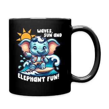 Elephant surfer - Full Colour Mug - black - Right