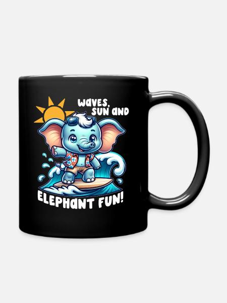 Elefanten-Surfer - Tasse einfarbig - Schwarz