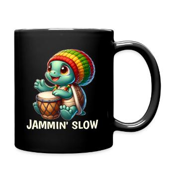 Reggae-Schildkröte - Tasse einfarbig - Schwarz - Rechts