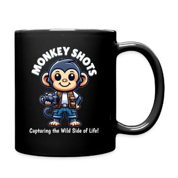 Schimpansen-Fotograf - Tasse einfarbig - Schwarz - Rechts