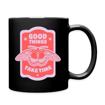 Geduld & Wachstum – Ästhetisches Motiv - Tasse einfarbig - Schwarz - Rechts