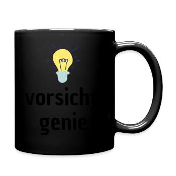 Vorsicht: Genie! - Tasse einfarbig - Schwarz - Rechts
