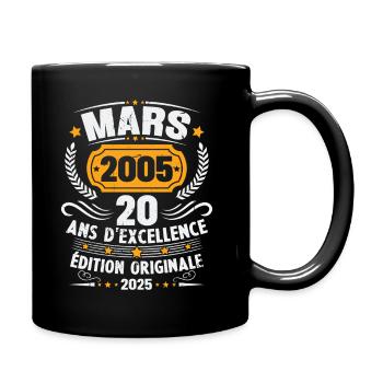 Vintage March 2005 20 Year Anniversary Gift - Full Colour Mug - black - Right