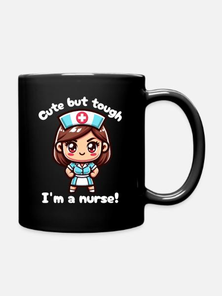 Cute but tough nurse - Full Colour Mug - black
