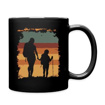 Mother and Daughter Hiking Vintage Mother's Day - Full Colour Mug - black - Right