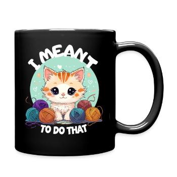 Chat Laine Tricot Crochet Fait Fait Mignon - Mug uni - noir - Droite