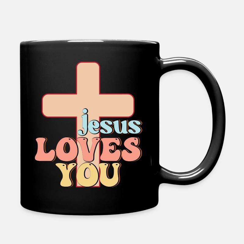 Jesus loves you - Full Colour Mug - black