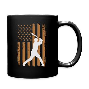 Vintage Baseball Player American Flag Patriotic - Tasse einfarbig - Schwarz - Rechts