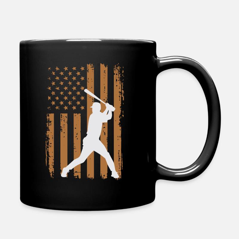 Vintage Baseball Player American Flag Patriotic - Tasse einfarbig - Schwarz