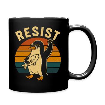 Retro Penguin Resist Protest Design - Mug uni - noir - Droite