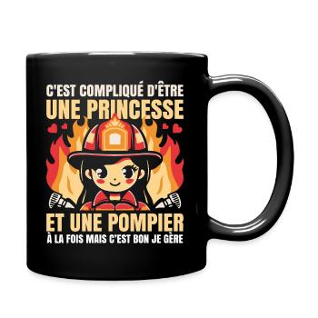 Princesse et Pompier À la Fois Femme Pompier Drôle - Mug uni - noir - Droite