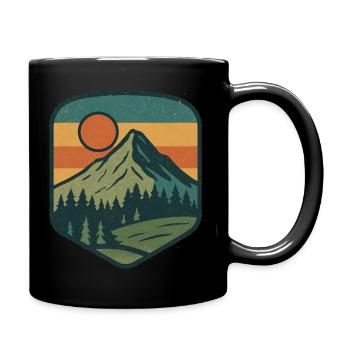 Berglandschaft im Retro Stil - Tasse einfarbig - Schwarz - Rechts