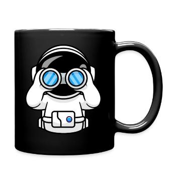 Astronaut mit Fernglas - Tasse einfarbig - Schwarz - Rechts