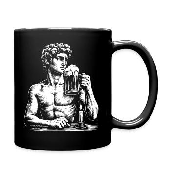David-Skulptur von Michelangelo trinkt Bier - Tasse einfarbig - Schwarz - Rechts