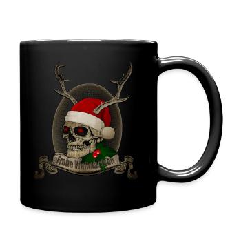 Crâne avec des bois Joyeux Noël - Mug uni - noir - Droite