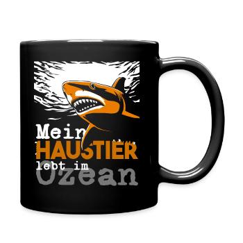 Mein Haifisch Haustier lebt im Ozean - Tasse einfarbig - Schwarz - Rechts