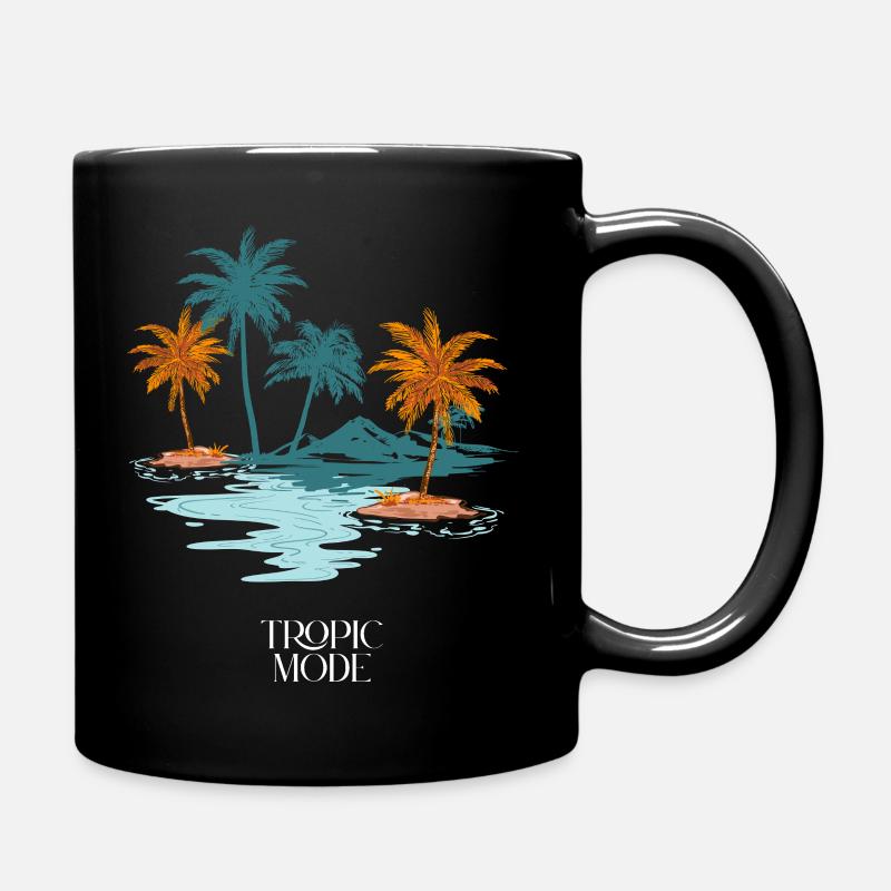 Tropic Mode - Summer T-Shirt with Palm Trees - Full Colour Mug - black