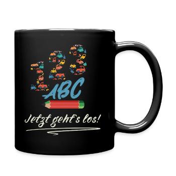 Einschulung Jetzt geht’s los! Schulkind Design - Tasse einfarbig - Schwarz - Rechts