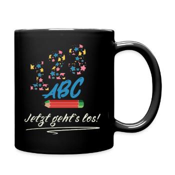 School enrollment - Here we go! Schoolchild Design - Full Colour Mug - black - Right