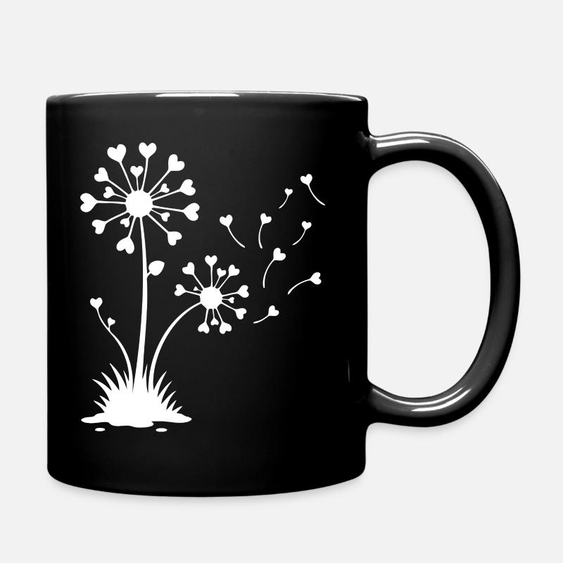 Minimalist Dandelion Floral Design - Full Colour Mug - black