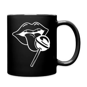 Illustration de lèvres de sucette ludique - Mug uni - noir - Droite