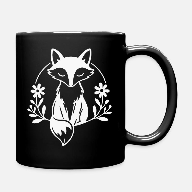 Emblème floral du renard mystique - Mug uni - noir
