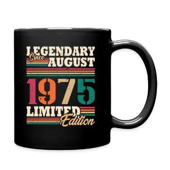 Jahrgang 1975 August Retro Geburtstagsgeschenk - Tasse einfarbig - Schwarz - Rechts