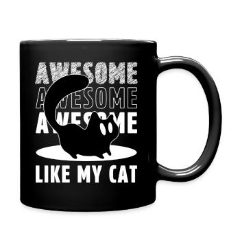 Awesome Like My Cat Funny Black Cat Silhouette - Full Colour Mug - black - Right