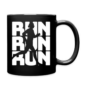 Runner silhouette with sprint motif - Full Colour Mug - black - Right