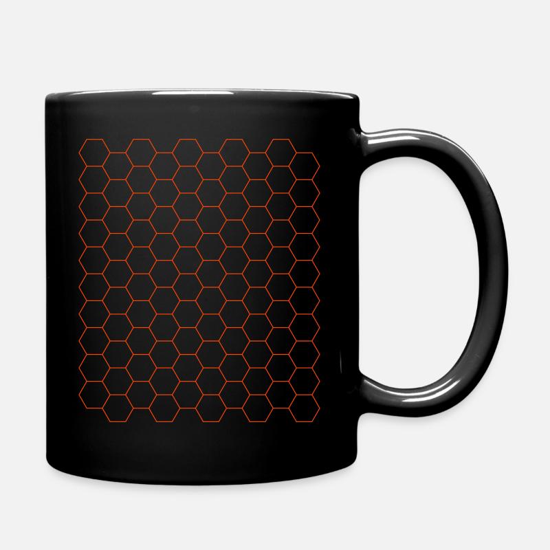 Futuristic Hexagon Pattern Design - Full Colour Mug - black