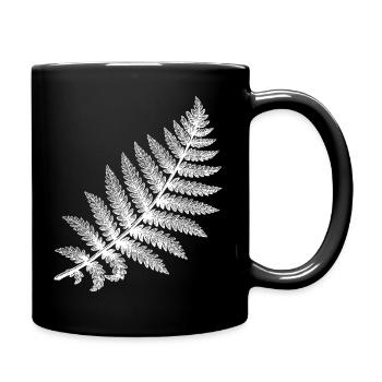 Fern leaf in white silhouette - Full Colour Mug - black - Right